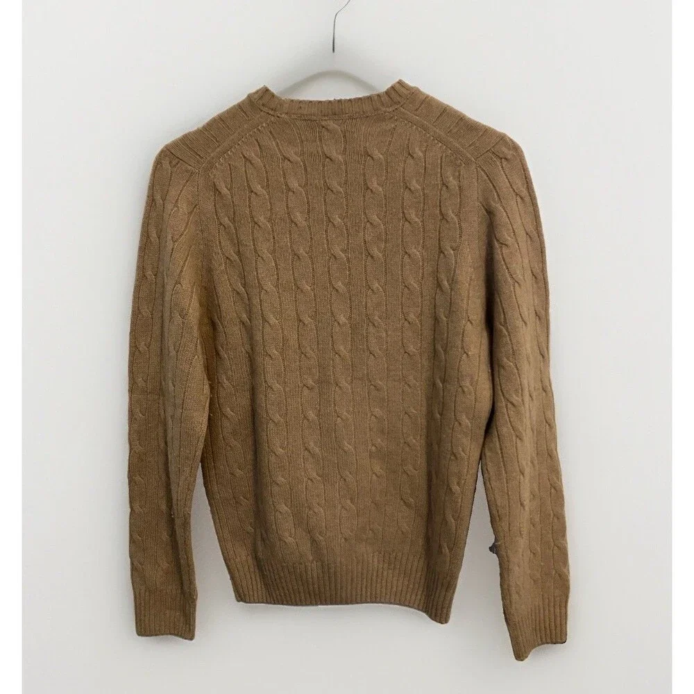 Brooks Brothers 100% Italian Cashmere Cable Knit Sweater Womens Small Brown Tan
